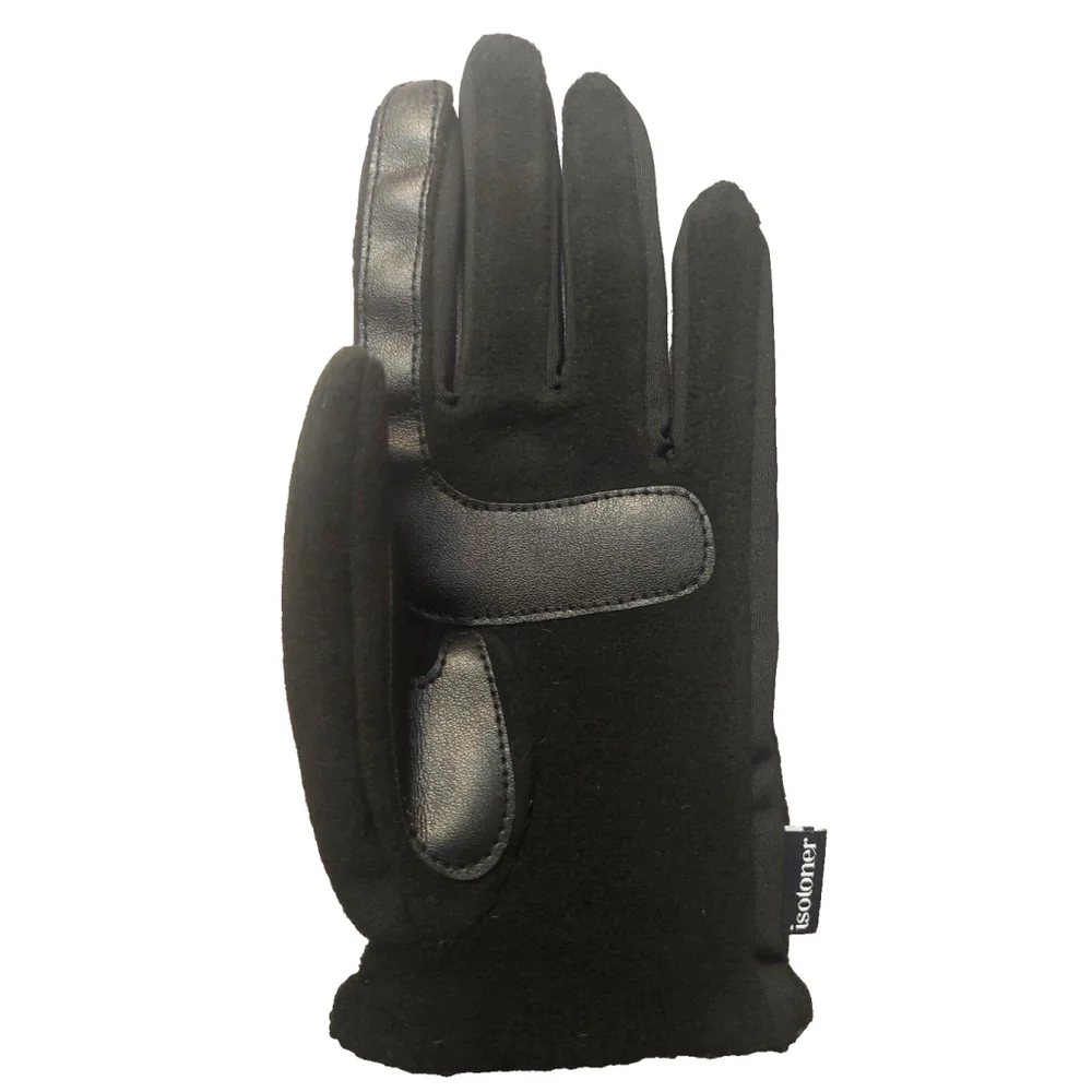 Isotoner Signature Black Fleece Gloves Faux-Fur Cuffs Sz One Size NWT